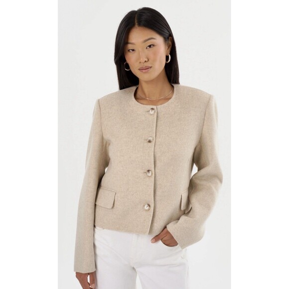 LAMARQUE Alyssia Heather Beige Double Face Wool Jacket XS NWT - Picture 2 of 12